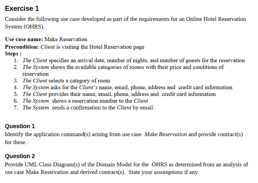 Solved Consider The Following Use Case Developed As Part Of | Chegg.com