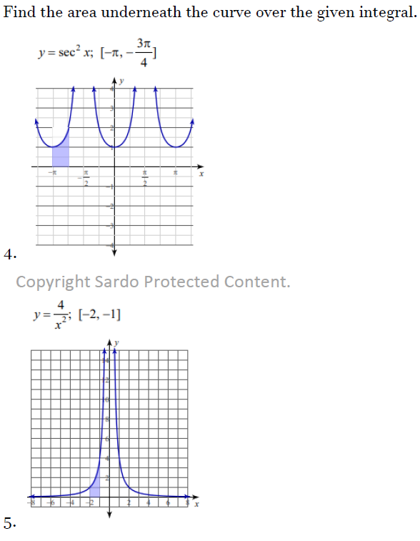 Solved Find the area underneath the curve over the given | Chegg.com