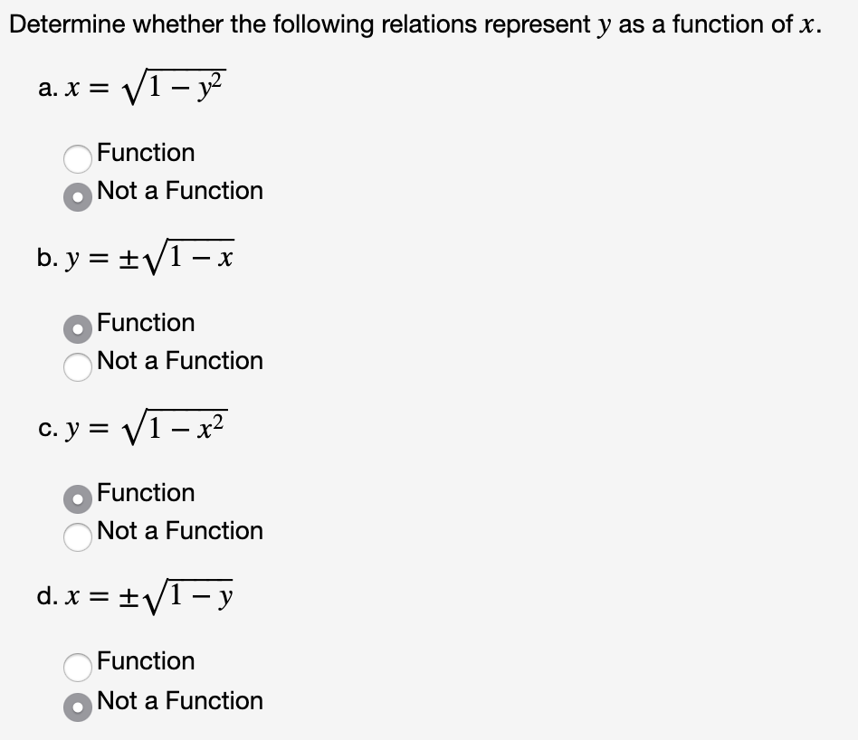 Solved Determine whether the following relations represent | Chegg.com