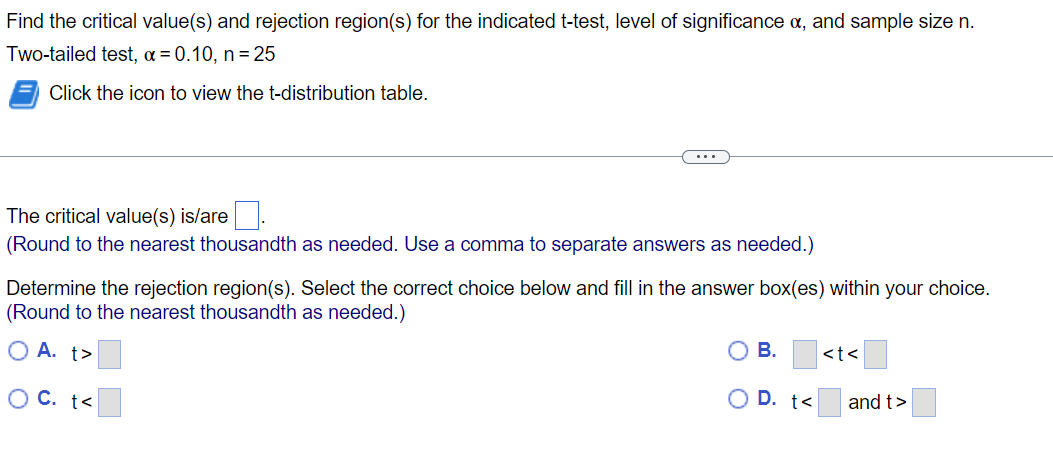 Solved Find the critical value(s) and rejection region(s) | Chegg.com