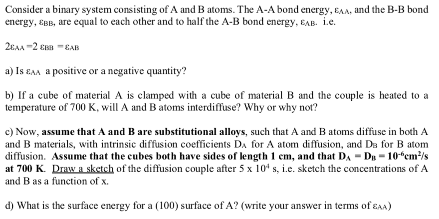 Consider A Binary System Consisting Of A And B Atoms. | Chegg.com