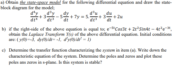 Solved A) Obtain The State-space Model For The Following 