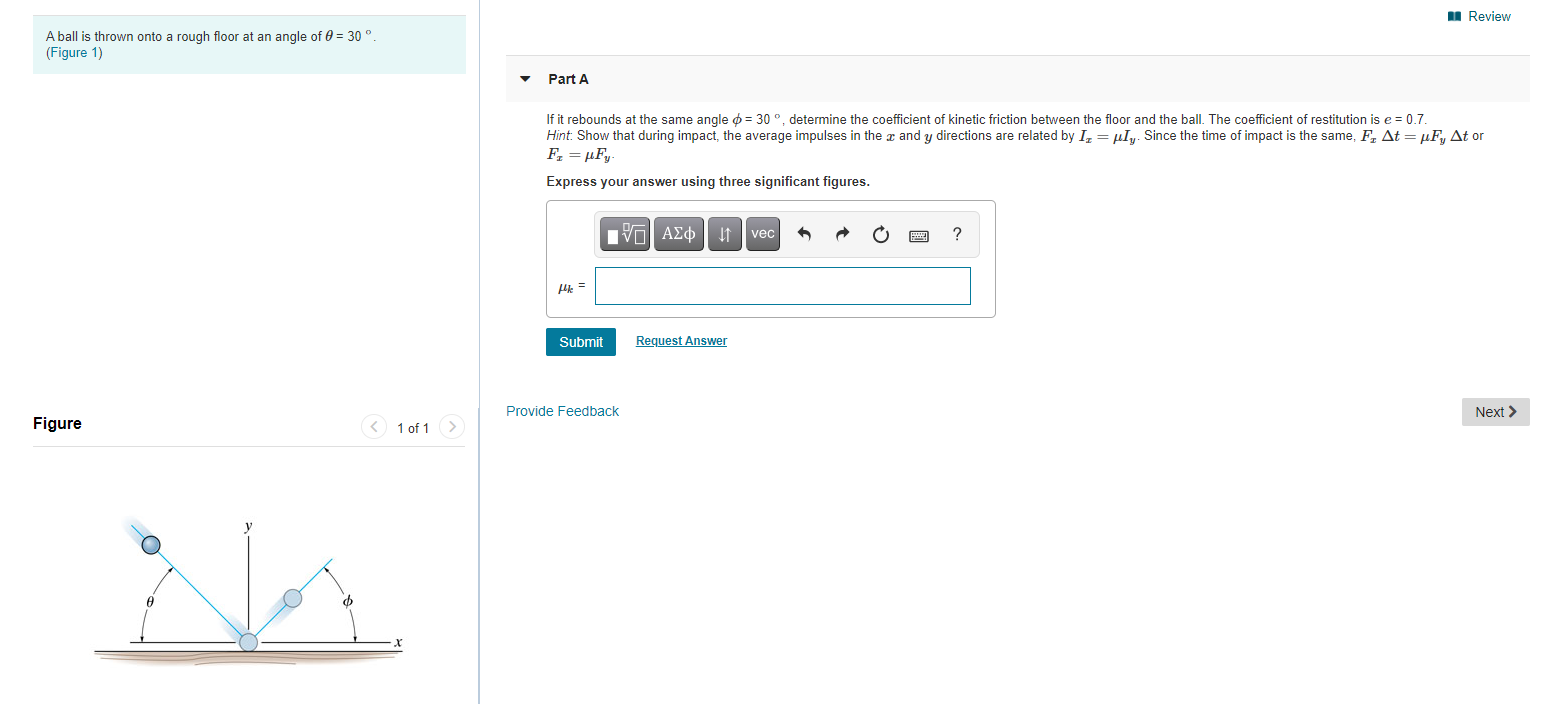 Solved Review A ball is thrown onto a rough floor at an | Chegg.com