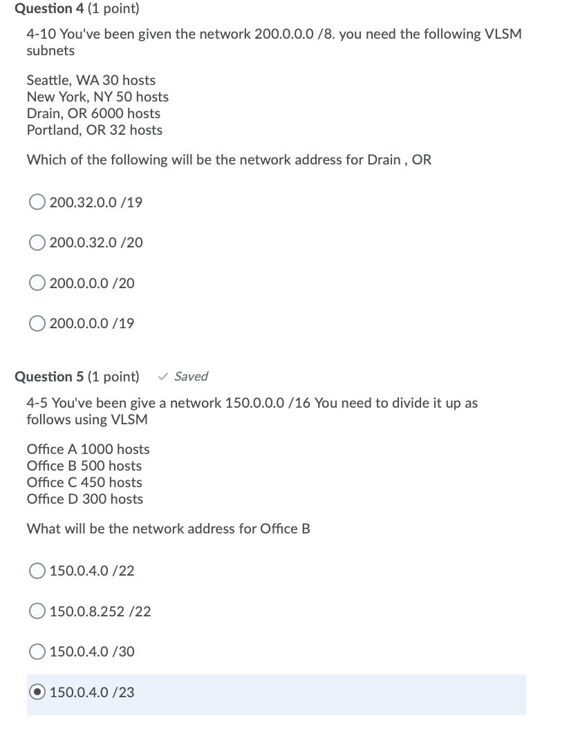 Solved Question 1 (1 point) Saved 4-9 You've been given the | Chegg.com
