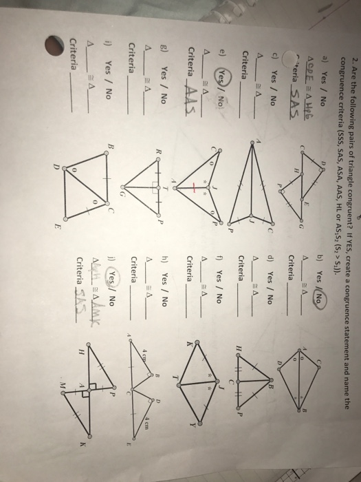 Solved 2. Are the following pairs of triangle congruent? If