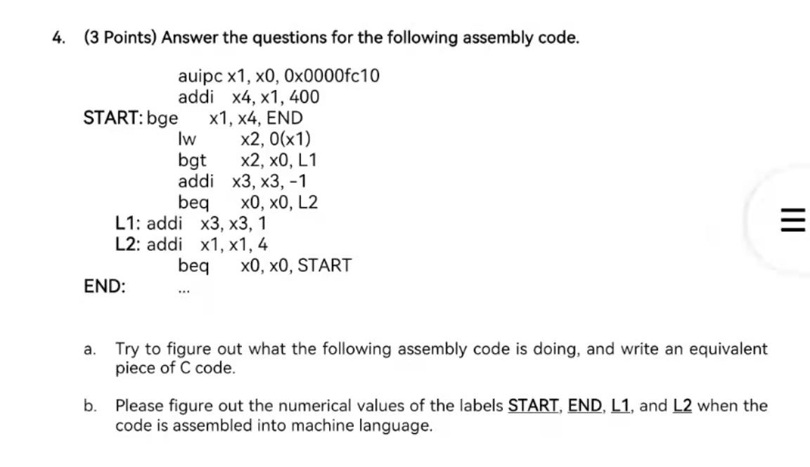 Solved 4. (3 Points) Answer the questions for the following | Chegg.com