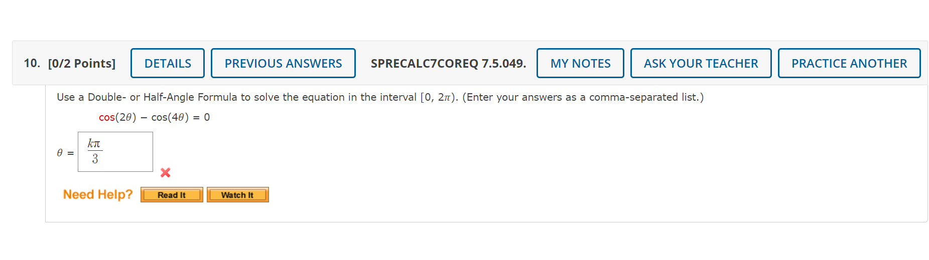 Solved Use a Double- or Half-Angle Formula to solve the | Chegg.com