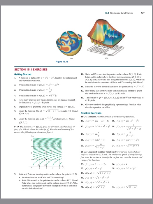 Solved 15 1 Graphs And Level Curves 927 A Figure 15 18 Chegg Com