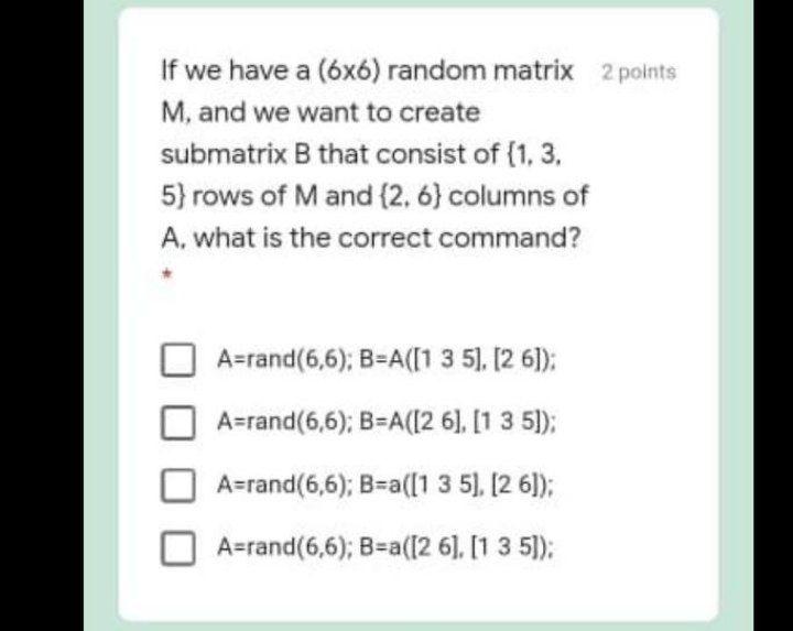 Solved If we have a (6x6) random matrix 2 points M, and we | Chegg.com