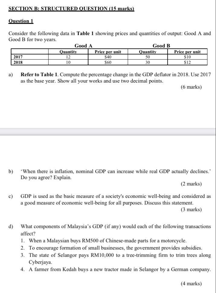 Solved SECTION B: STRUCTURED QUESTION (15 Marks) Question 1 | Chegg.com