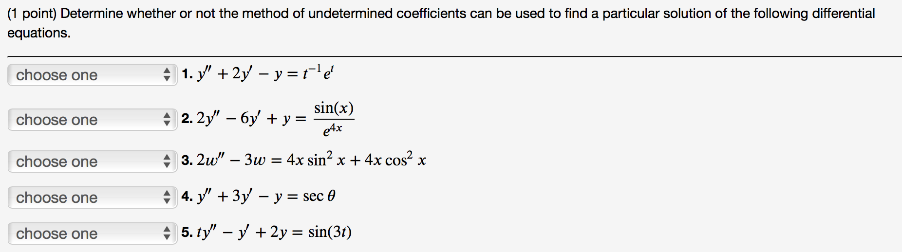 Solved (1 point) Determine whether or not the method of | Chegg.com