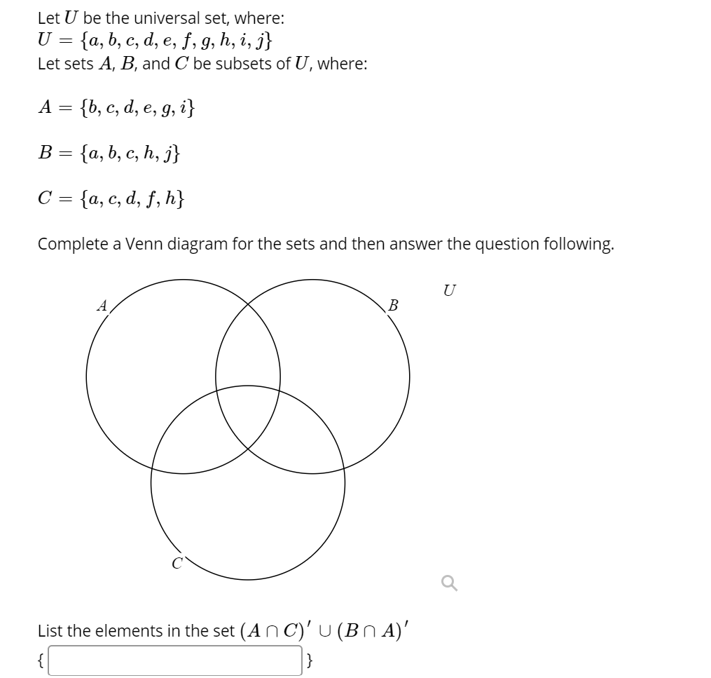 Solved Let U Be The Universal Set, Where: U = {a, B, C, D, | Chegg.com