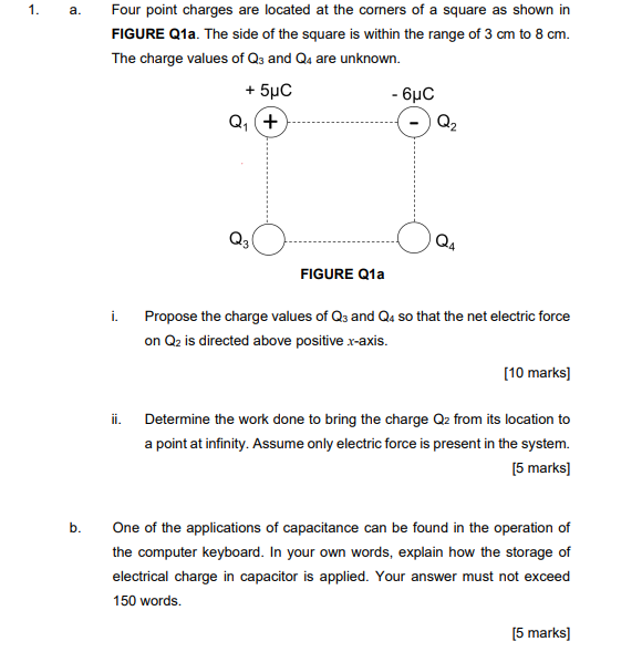 Solved 1. A. Four Point Charges Are Located At The Corners | Chegg.com