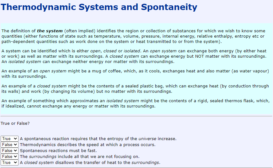 Solved Thermodynamic Systems And Spontaneity The Definition Chegg Com