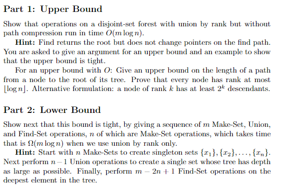 Part 1: Upper Bound Show that operations on a | Chegg.com