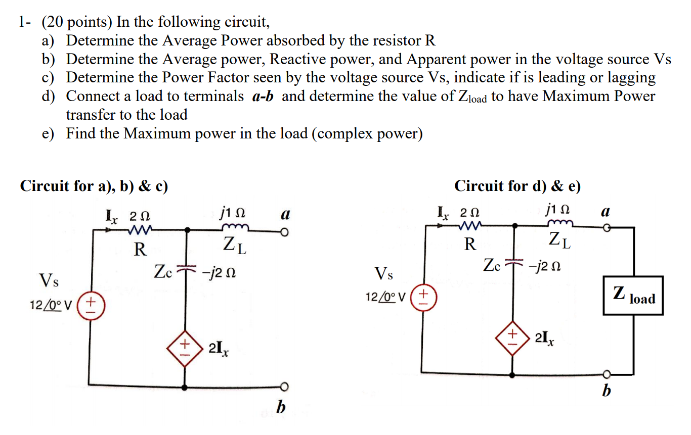 Solved 1 20 Points In The Following Circuit A Determine Chegg Com