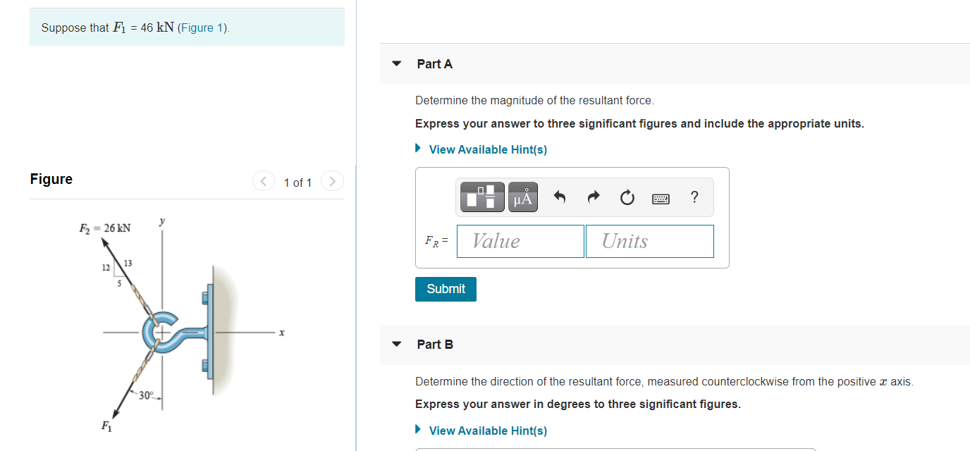 Solved Suppose that Fi = 46 kN (Figure 1). Part A Determine | Chegg.com