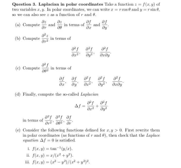 Solved Question 3. Laplacian in polar coordinates Take a | Chegg.com