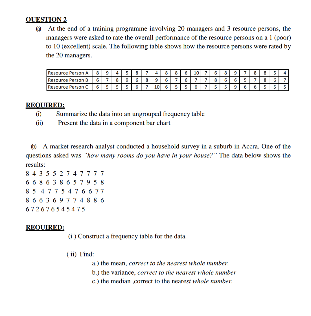 Solved Question 2 (a) At The End Of A Training Programme 