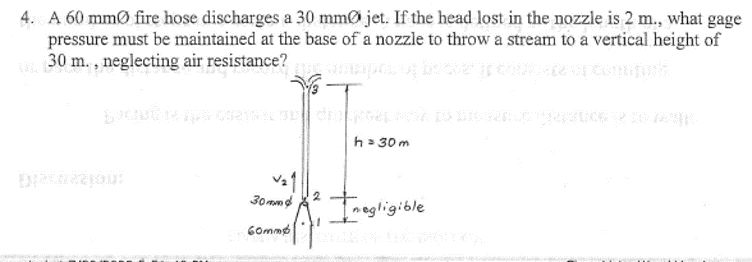 Solved 4. A 60 mm fire hose discharges a 30 mm jet. If the | Chegg.com