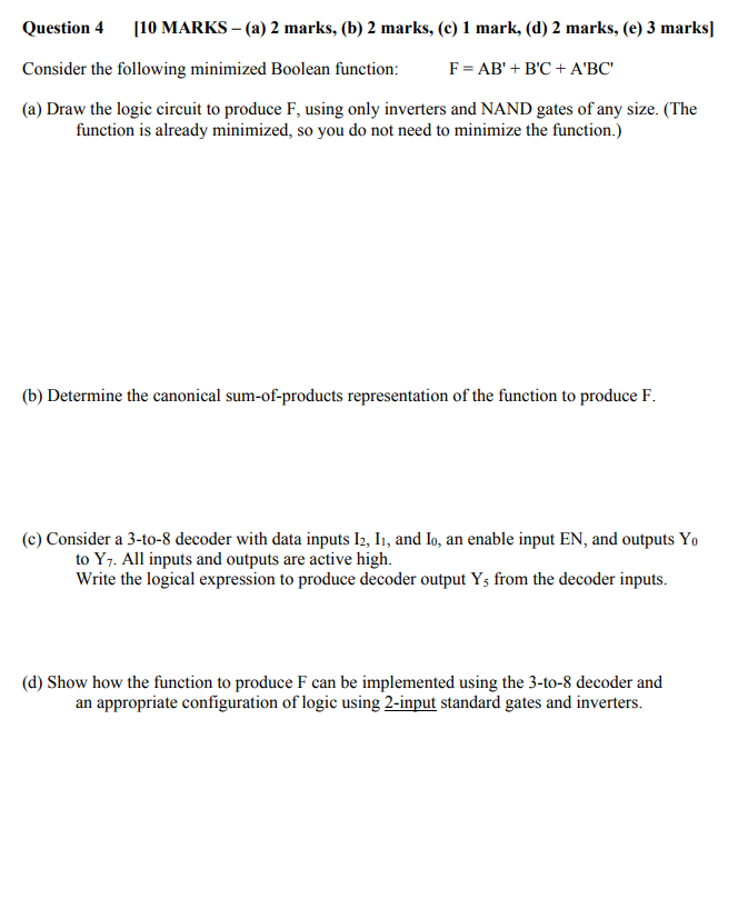 Solved Question 4 [10 MARKS - (a) 2 Marks, (b) 2 Marks, (c) | Chegg.com