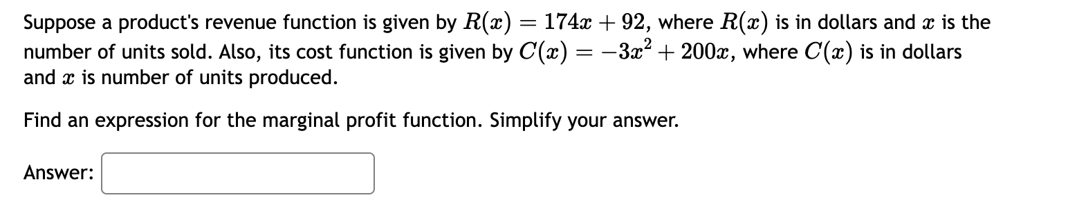 Solved Suppose a product's revenue function is given by | Chegg.com