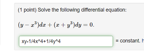 Solved (1 point) Solve the following differential equation: | Chegg.com