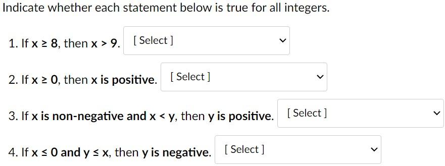 Solved Indicate whether each statement below is true for all | Chegg.com