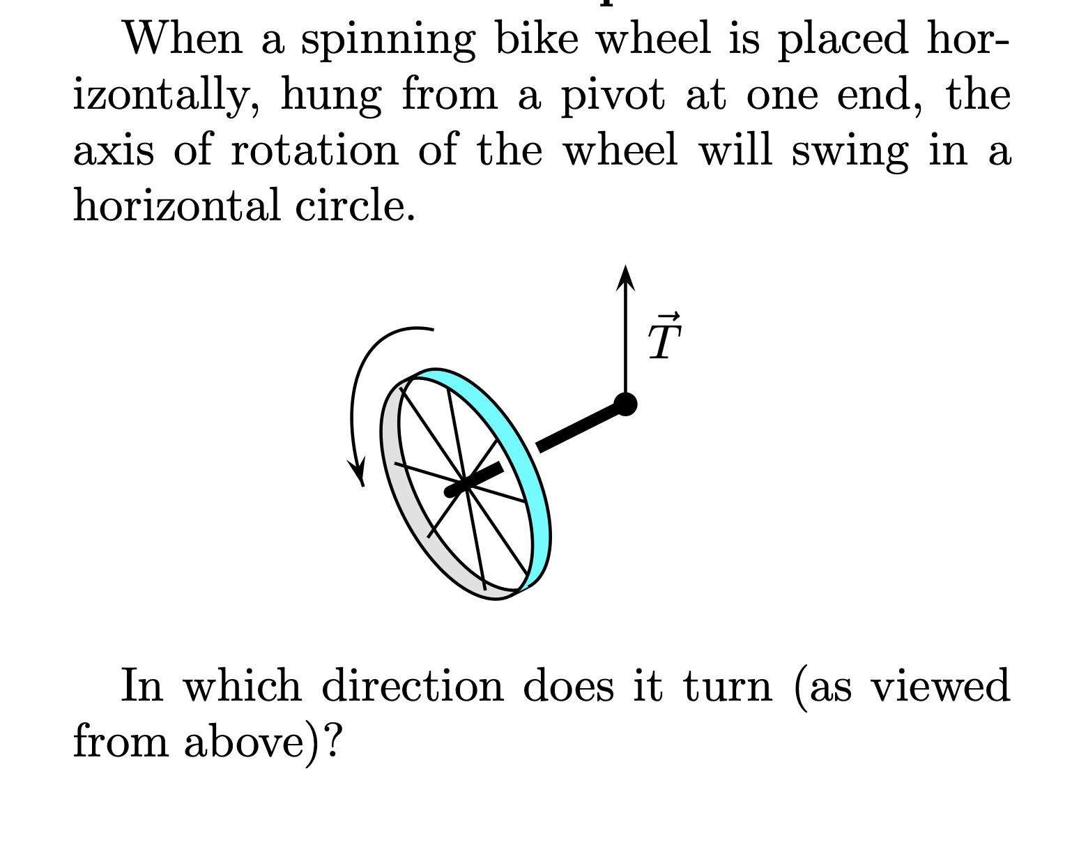 Solved When a spinning bike wheel is placed horizontally, | Chegg.com