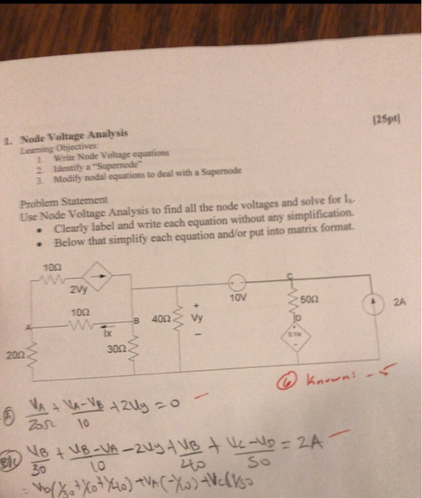 Solved 125pt Node Voltage Analysis Leaming Objectives 1. 1. | Chegg.com