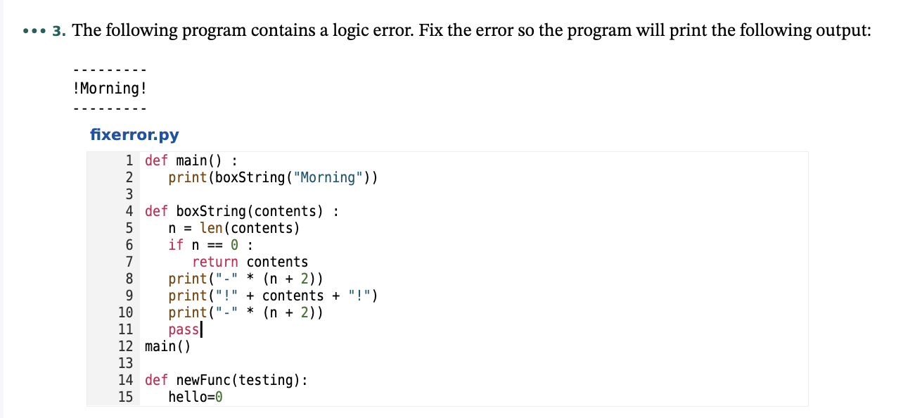 Solved I keep getting none in the output, this seems to be | Chegg.com