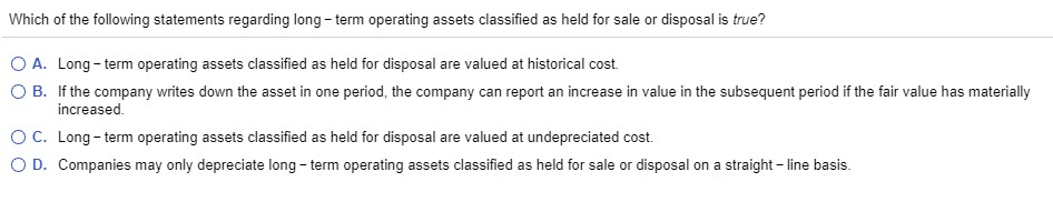 Solved Which of the following statements regarding long-term | Chegg.com