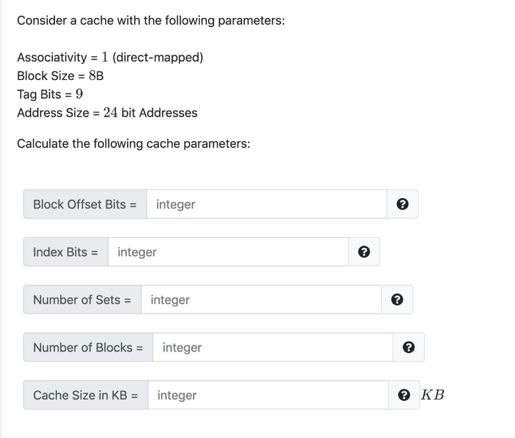 Solved Consider A Cache With The Following Parameters: | Chegg.com