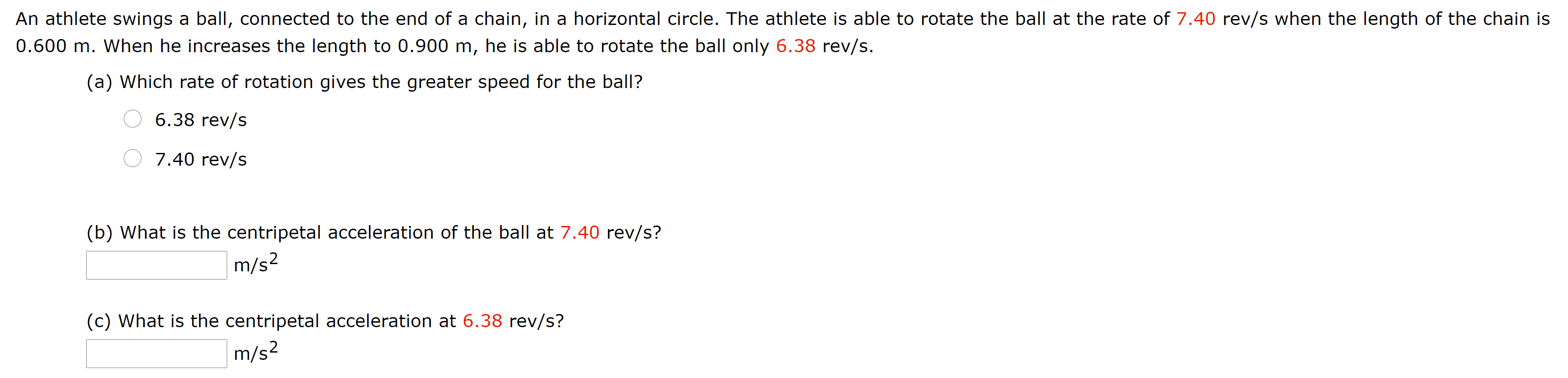 Solved An athlete swings a ball, connected to the end of a | Chegg.com