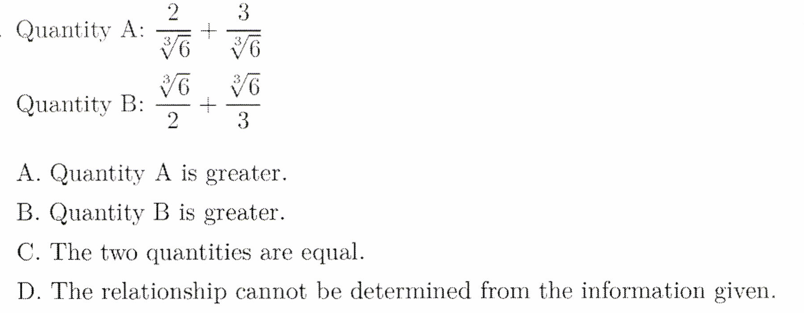 Solved 2 3 Quantity A: yo 30 VC VC + 2 3 Quantity B: A. | Chegg.com