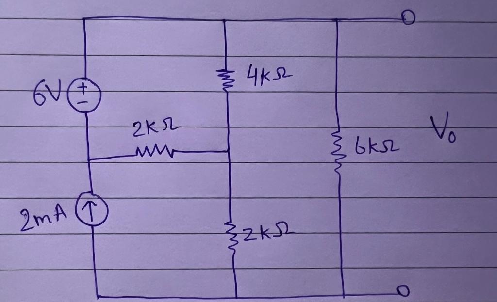 Compute V0 in the system shown in the figure using | Chegg.com