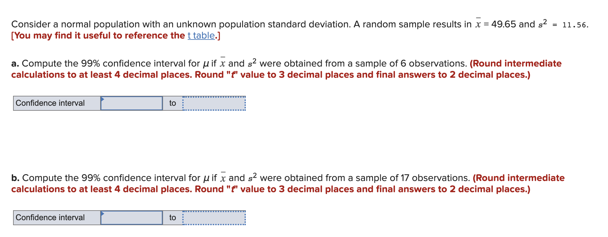 Solved = 11.56. Consider a normal population with an unknown | Chegg.com