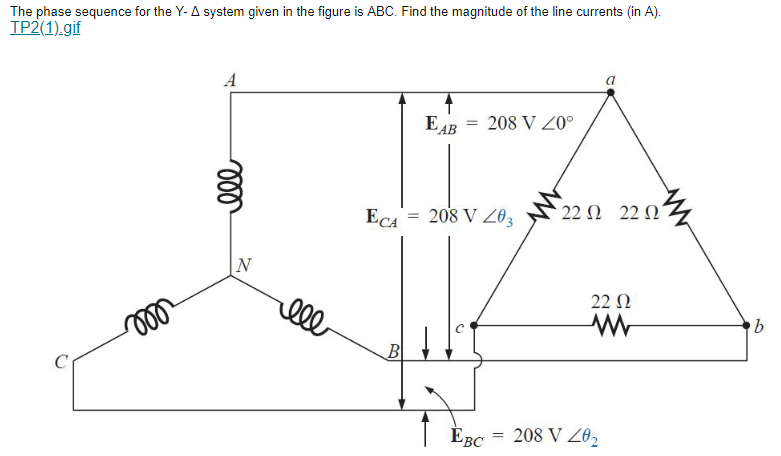 Solved The phase sequence for the Y- A system given in the | Chegg.com