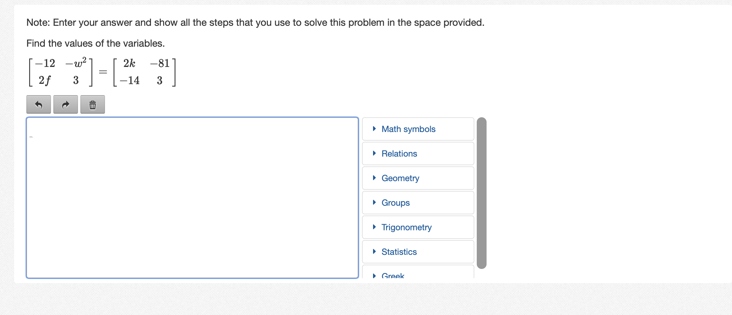 Solved Note: Enter your answer and show all the steps that | Chegg.com