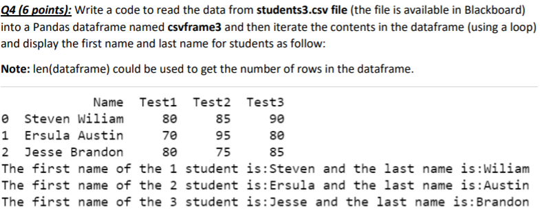 Solved Q4 (6 points): Write a code to read the data from | Chegg.com