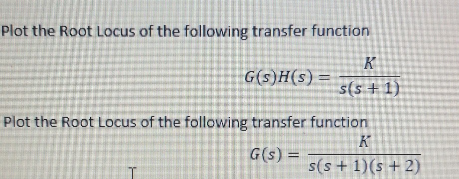 Solved Plot the Root Locus of the following transfer | Chegg.com