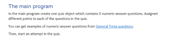 Question class Create a class for a question. | Chegg.com