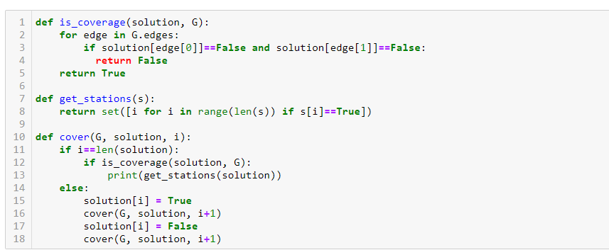Solved 1 def is_coverage (solution, G): 2 for edge in | Chegg.com