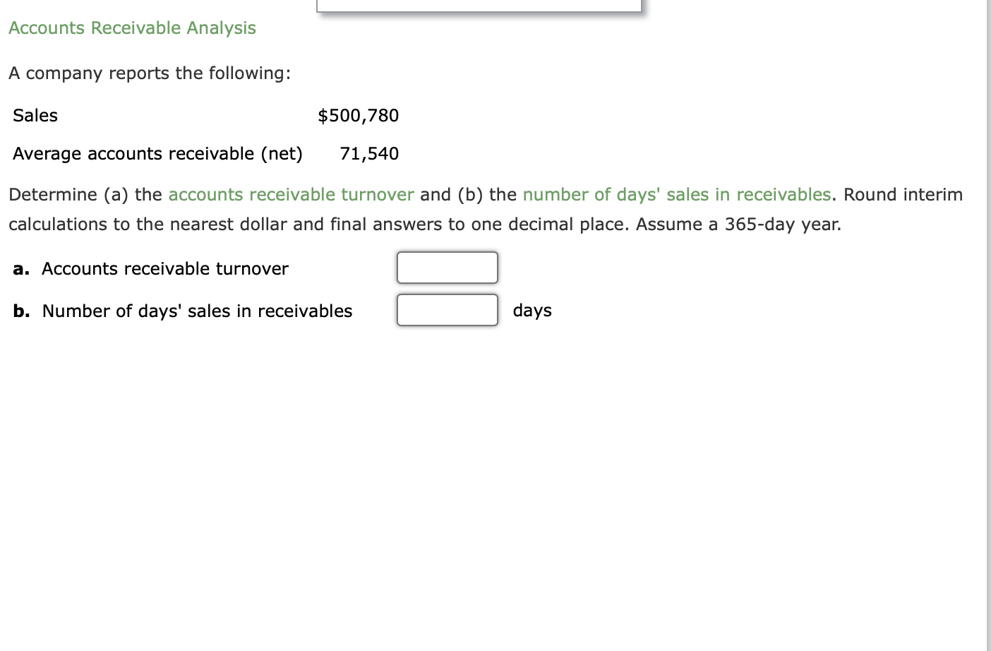 Solved Accounts Receivable Analysis A Company Reports The | Chegg.com