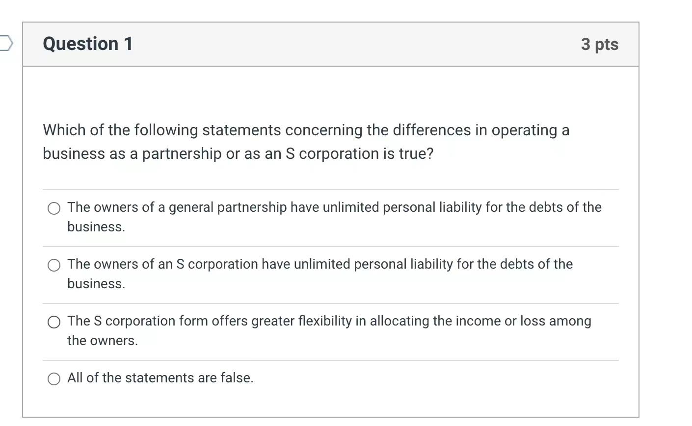 Solved Question 1 3 pts Which of the following statements | Chegg.com