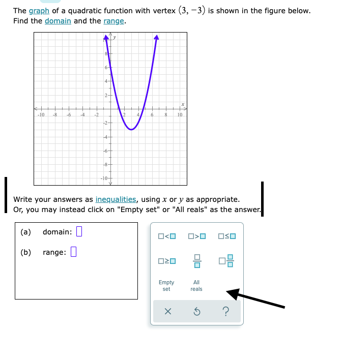 Solved The graph of a quadratic function with vertex (3, -3) | Chegg.com