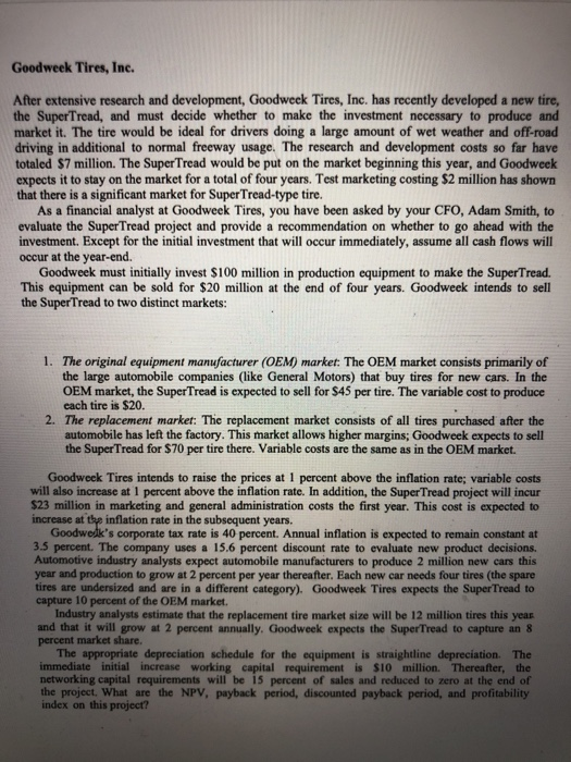 Goodweek Tires, Inc. After extensive research and