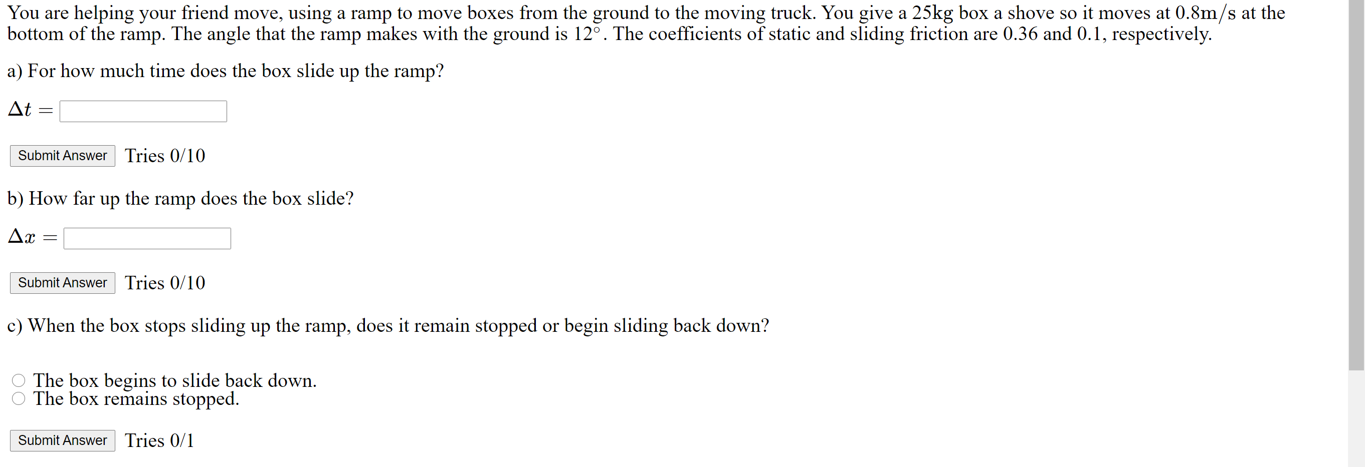 Solved You are helping your friend move, using a ramp to | Chegg.com