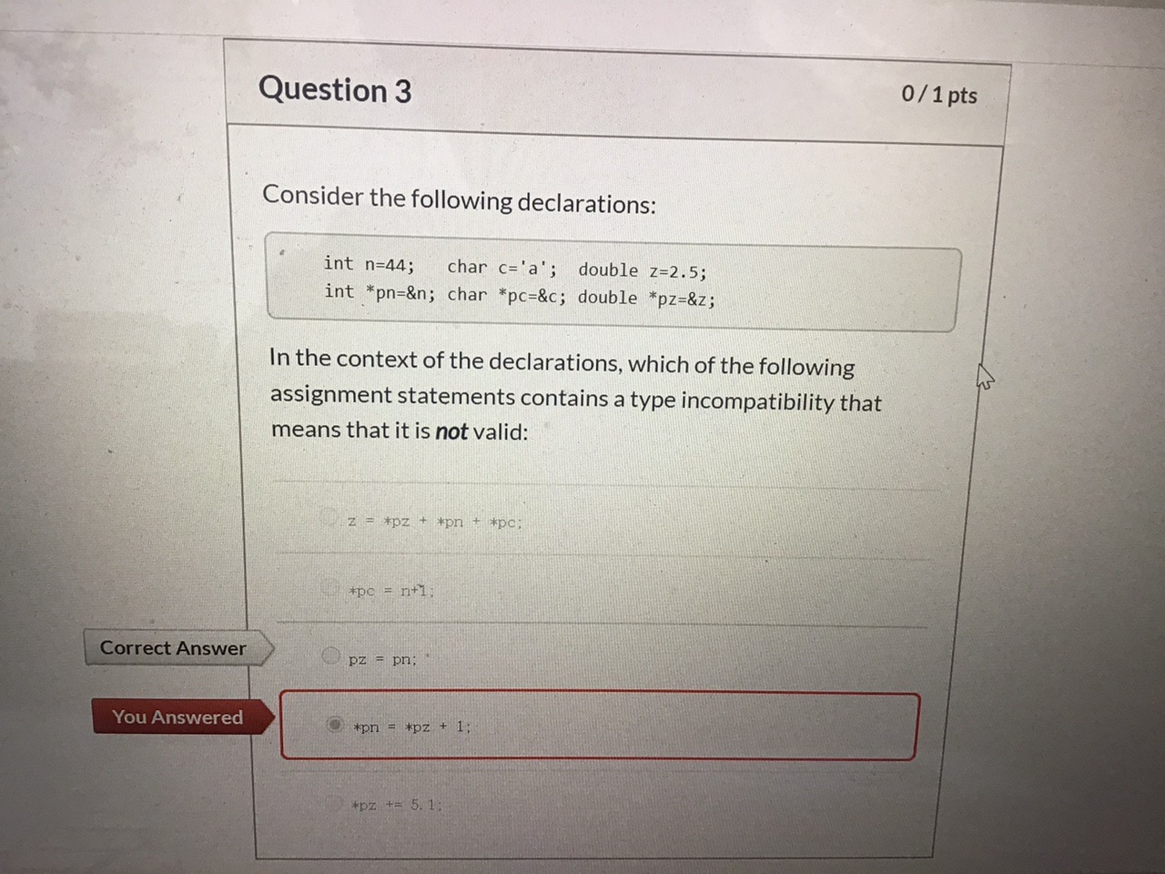 Solved Question 3 0/1 pts Consider the following | Chegg.com