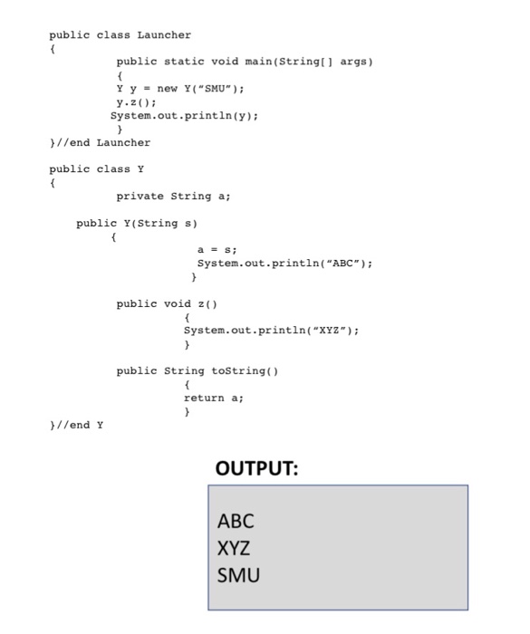 Solved public class Launcher public static void main(String | Chegg.com